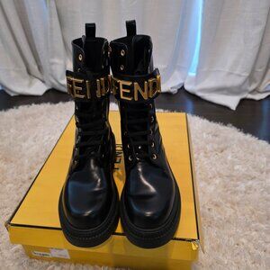 FENDI Fendigraphy logo embellished combat boots